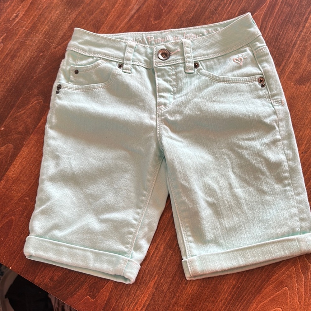 Girls, mint green, Bermuda shorts 10